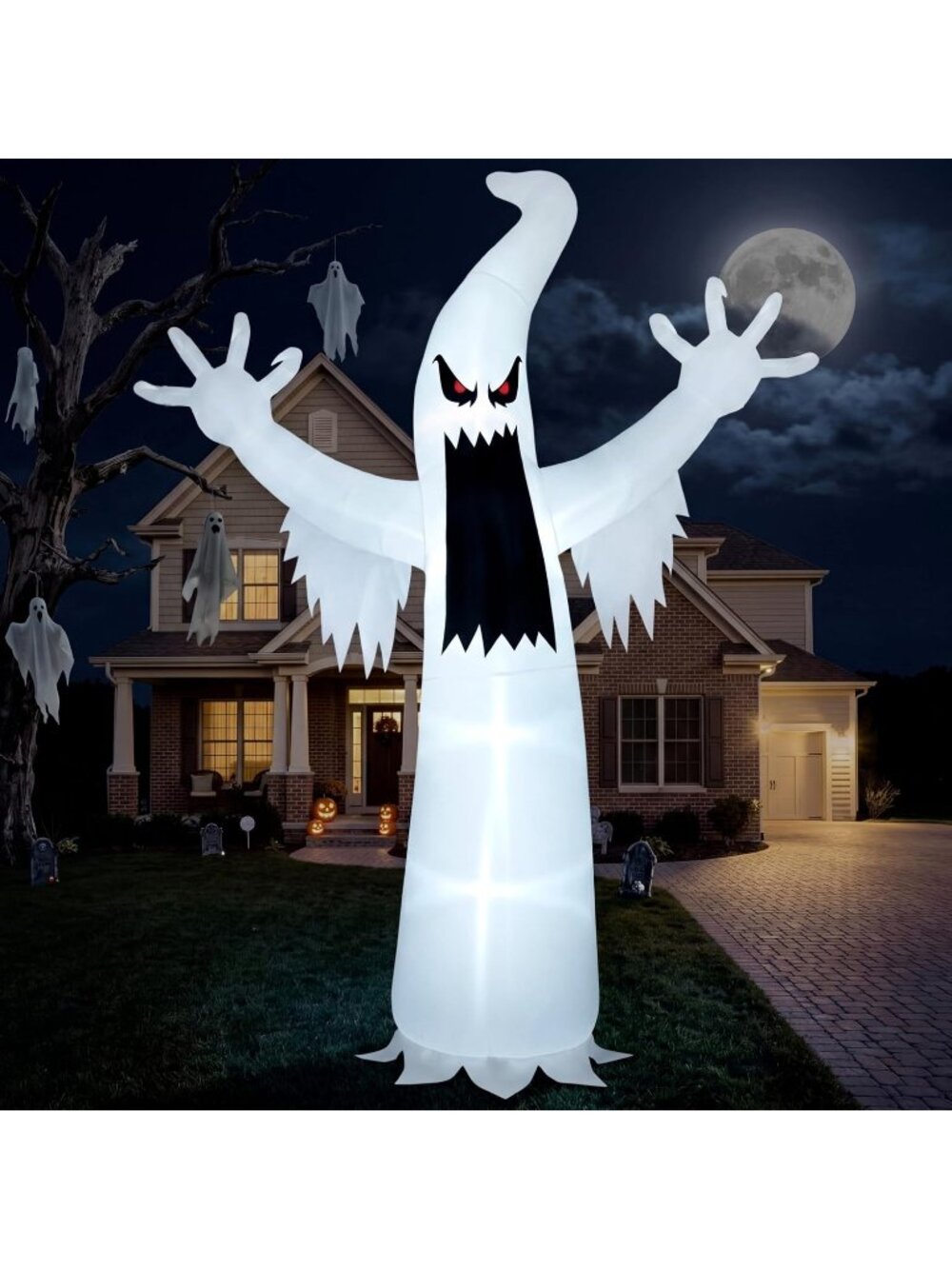 12 FT Halloween Inflatables Outdoor Decorations Scary Ghost Blow Ups with LED